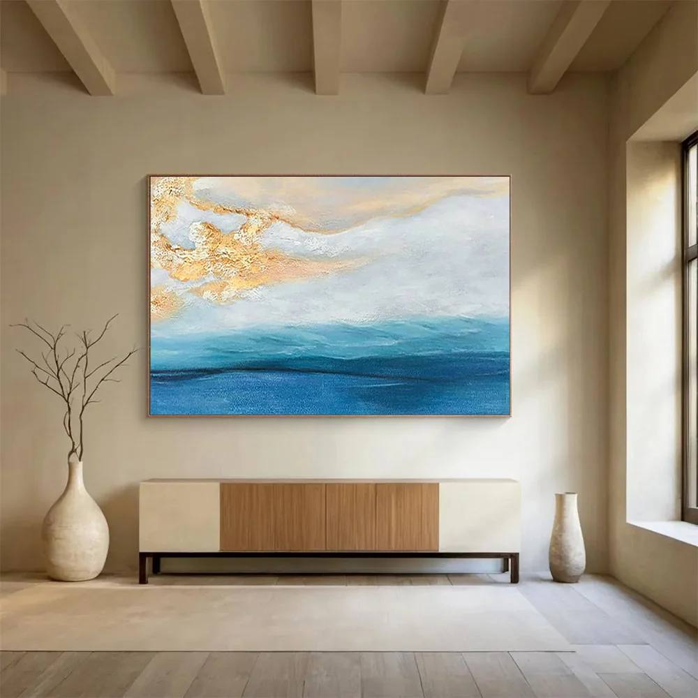 Seaside Original Blue Sellers Leaf Abstract Wall Art 6X1M1